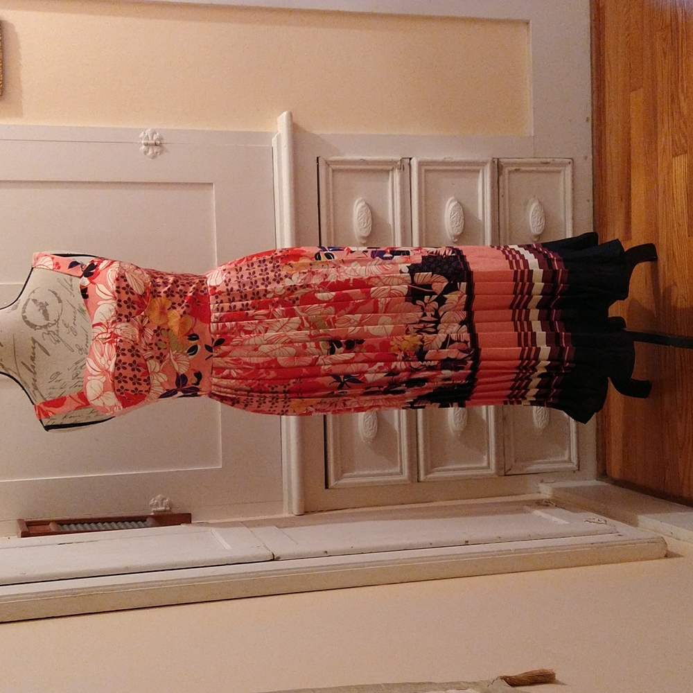 NWT Dalia Mac Phee peach print maxi dress Sz M